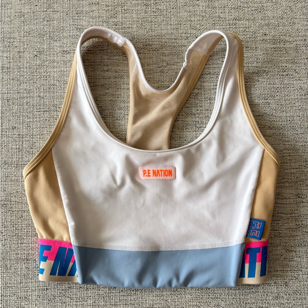 P.E Nation Gravity Cutout Colorblock  Mesh Sports Bra